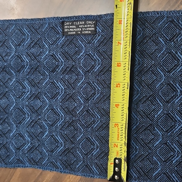 Blue Patterned Scarf with Fringe - Picture 5 of 5